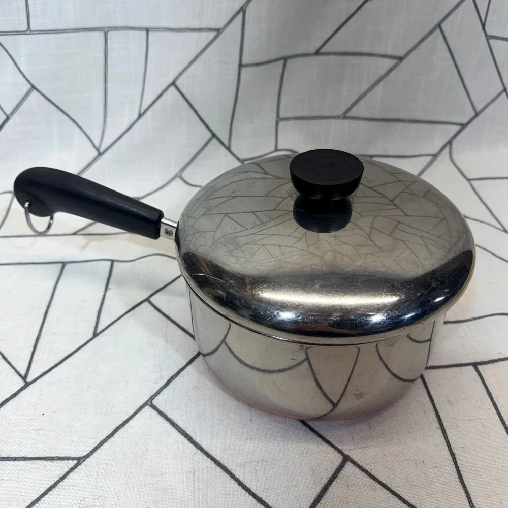 Revere Ware Saucepan 1.5 Qt Silver Copper Clad Bottom Stainless Steel with Lid